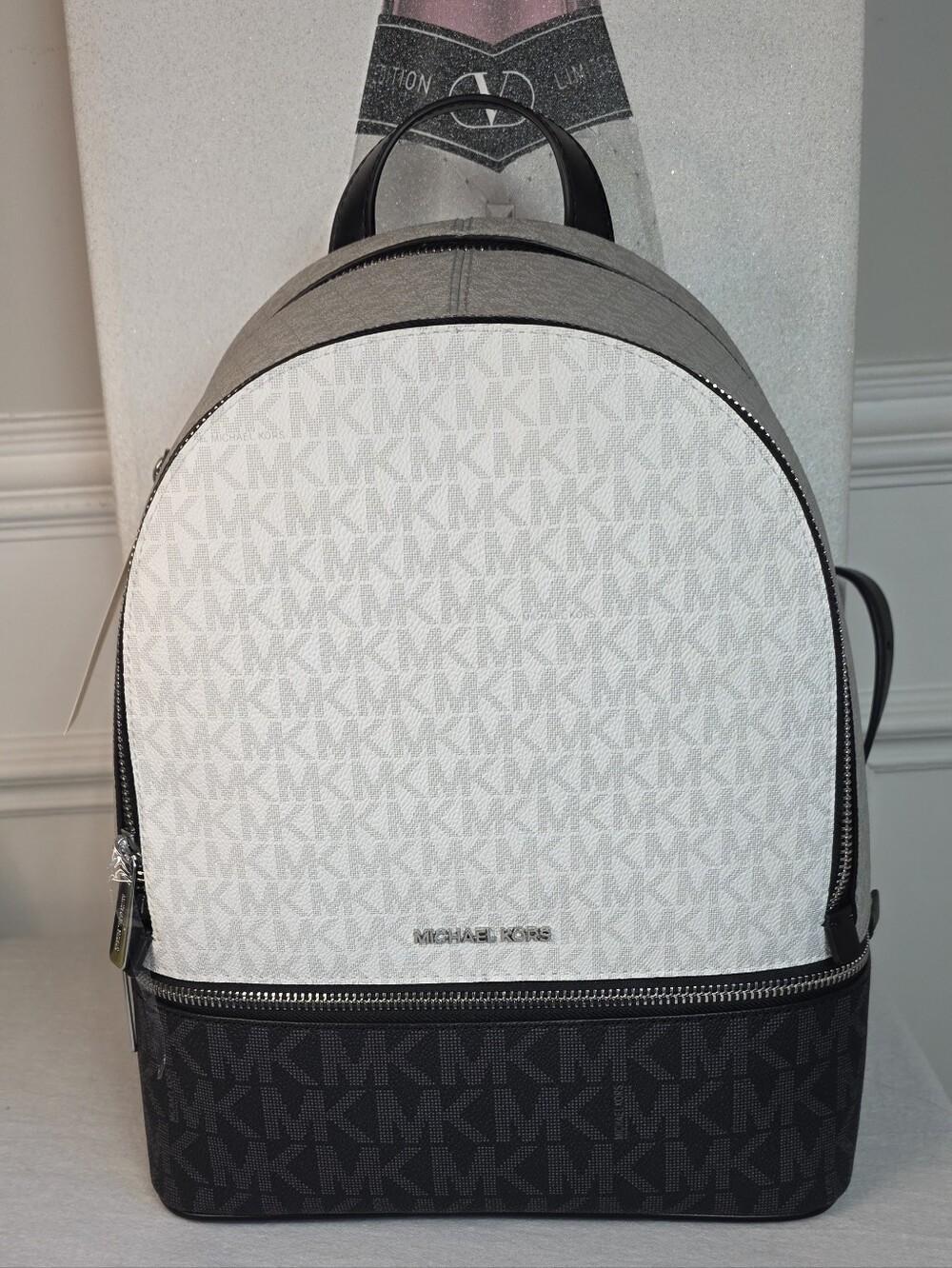 Michael Kors Rhea Medium Backpack in Optic White Multi Colorblock